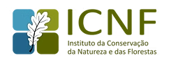ICNF logo with oak leaf and blue-green squares, text in Portuguese.